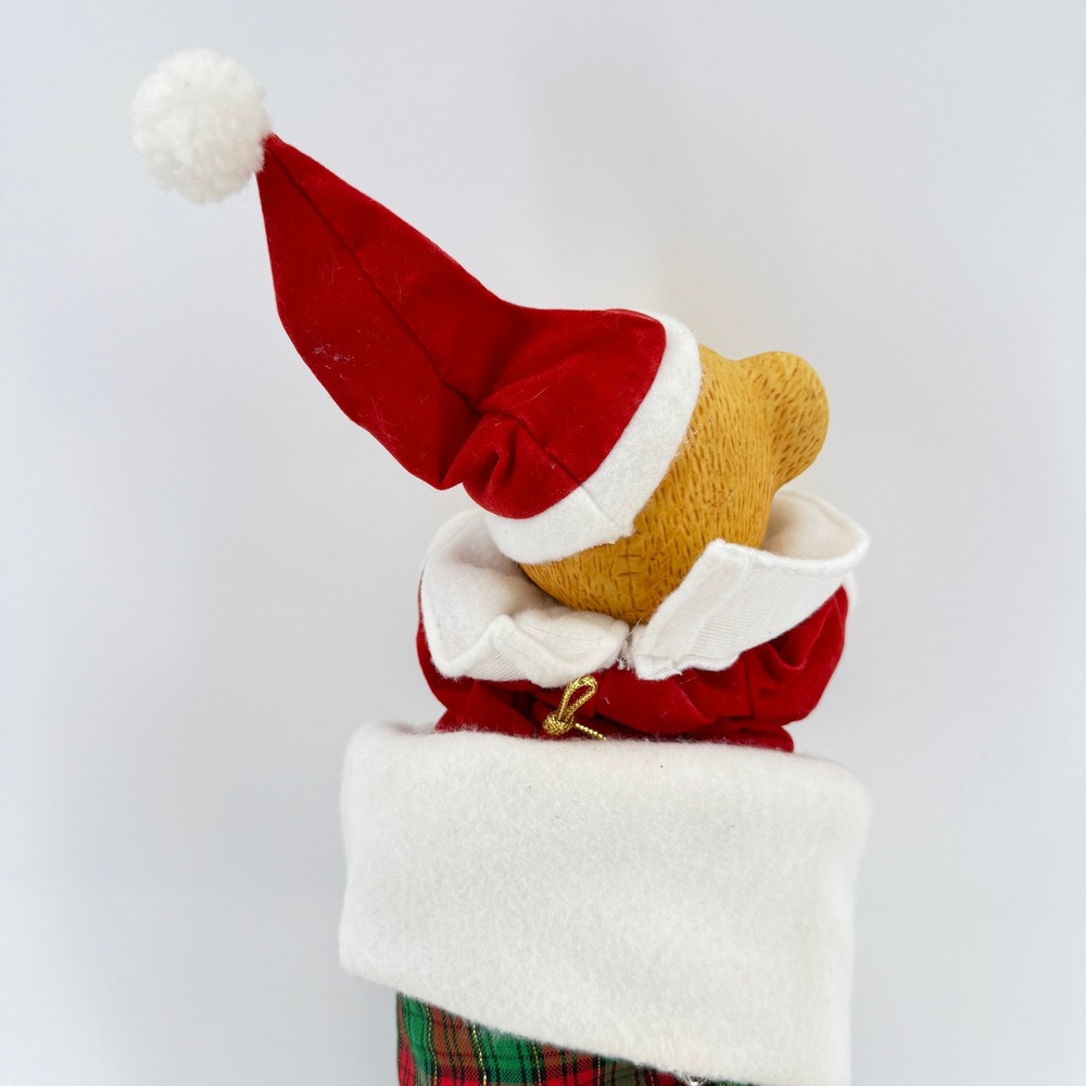 Jing'l Christmas Musical Teddy Bear Vintage Stocking Ornament 1985 Working 12" - Picture 5 of 14